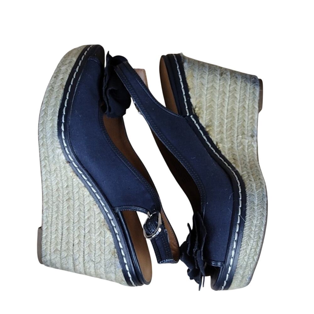 Espadrille Wedges Franco Sarto Women’s 7M Navy Black Slingback Summer Casual